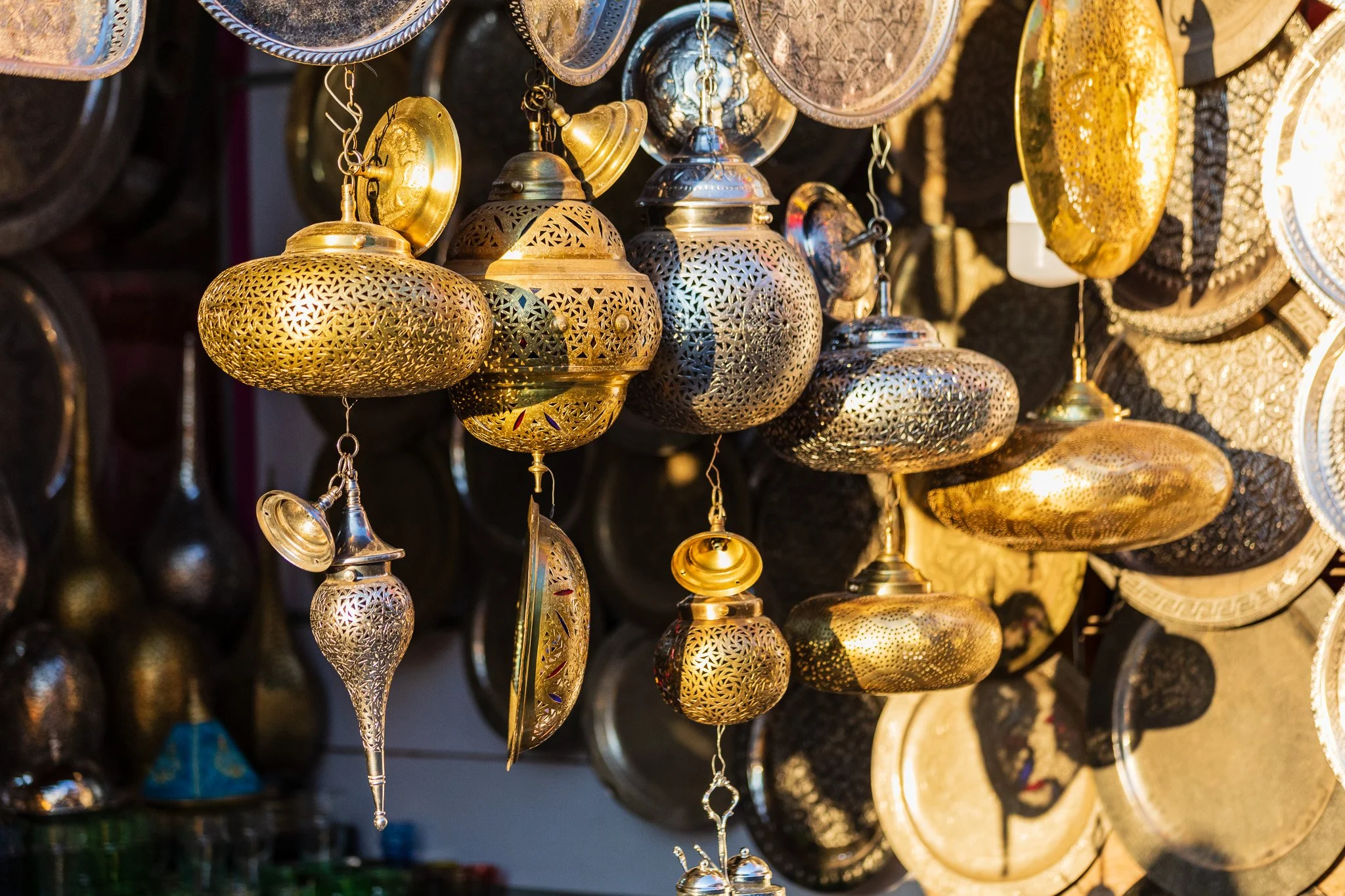 Lanterns and crafts in the Marrakech souks